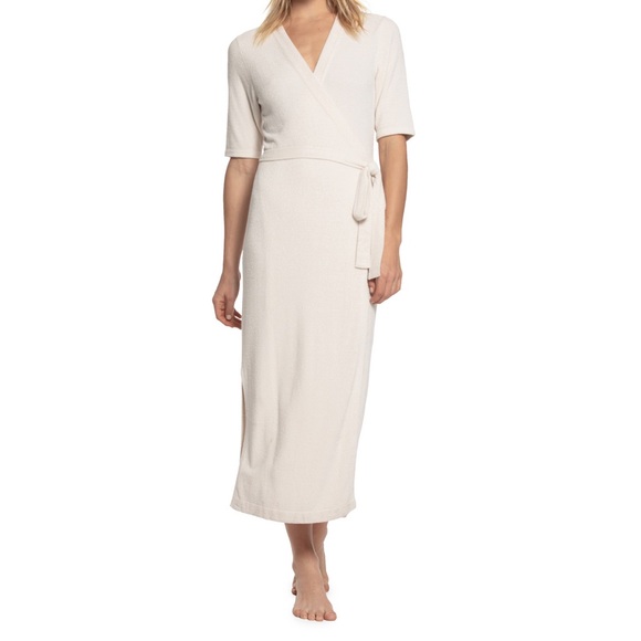 Barefoot Dreams Dresses & Skirts - Barefoot Dreams Cozychic Ultra Lite Wrap Dress in Cream, SZ L NWT